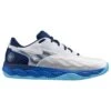 Chaussure Mizuno Wave Enforce Court AC Toutes Surfaces Blanc/bleu -Tennis Compagnie chaussure mizuno wave enforce court ac toutes surfaces blancbleu