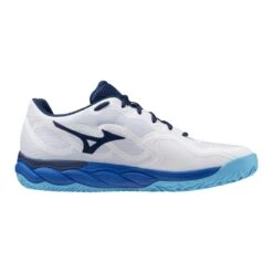 Chaussure Mizuno Wave Enforce Court AC Toutes Surfaces Blanc/bleu -Tennis Compagnie chaussure mizuno wave enforce court ac toutes surfaces blancbleu 2
