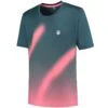 Tee-Shirt K-Swiss Hypercourt Print Crew 5 Vert/Rose -Tennis Compagnie tee shirt k swiss hypercourt print crew 5 vertrose